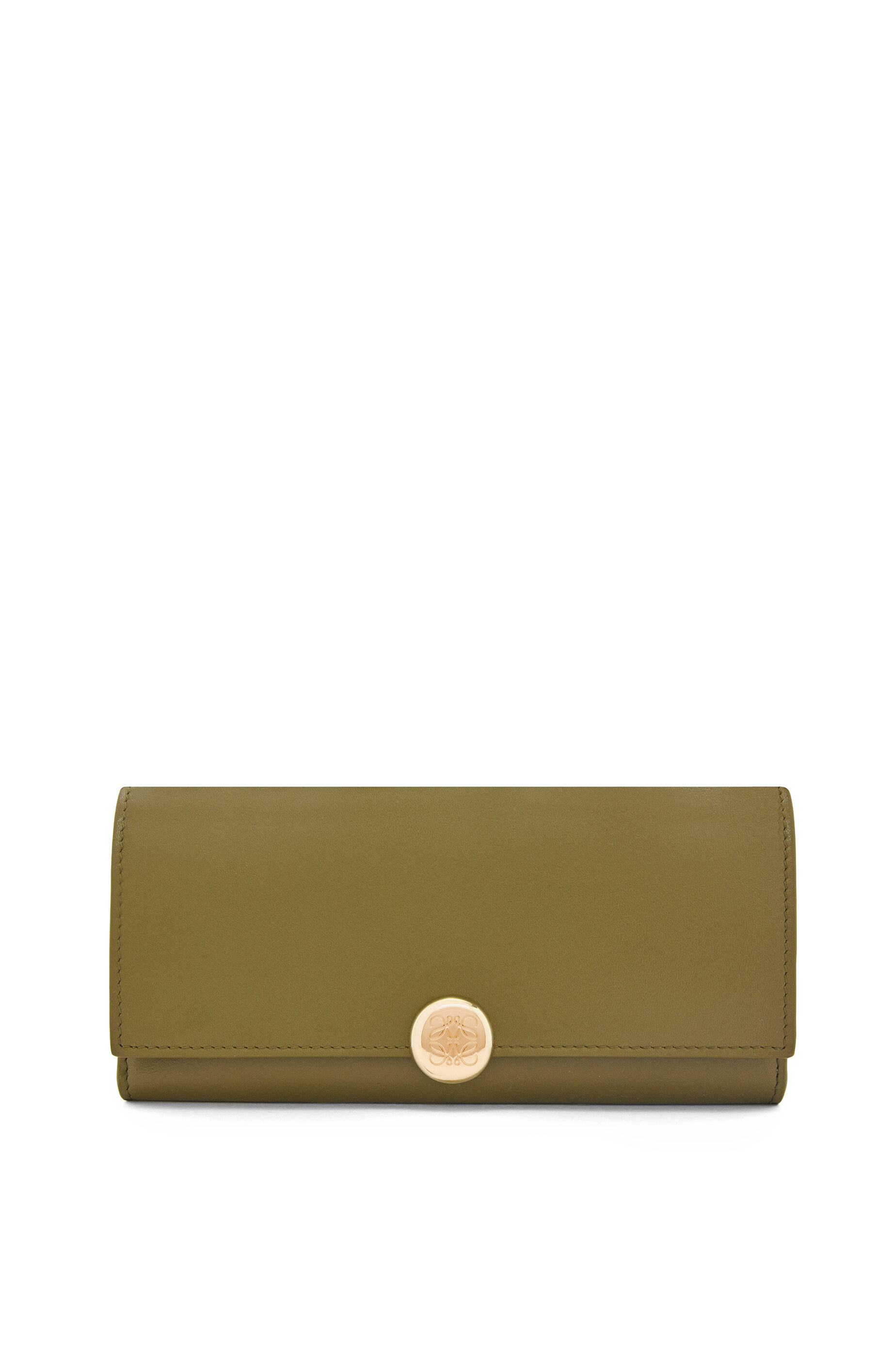 ぺブル コンティネンタル ウォレット（シャイニーナパカーフ） オリーブ - LOEWE