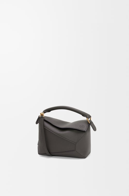 LOEWE Bolso Puzzle mini en piel de ternera Gris Oscuro