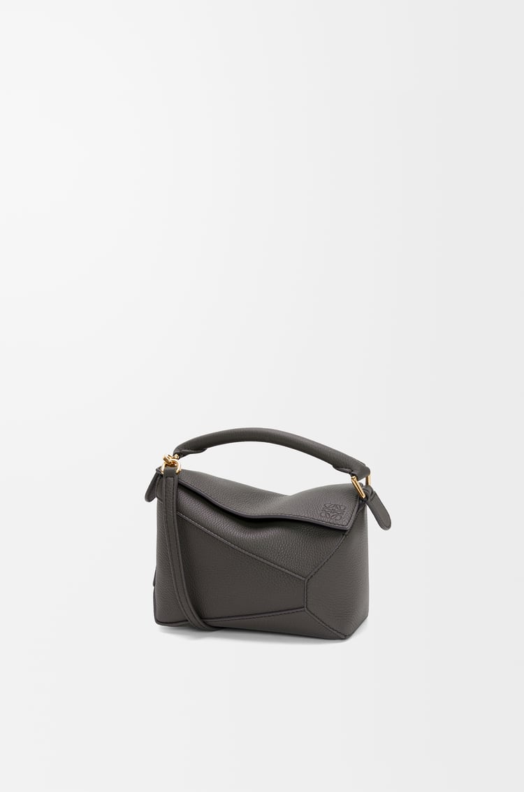 LOEWE Mini Puzzle Edge bag in soft grained calfskin Dark Grey
