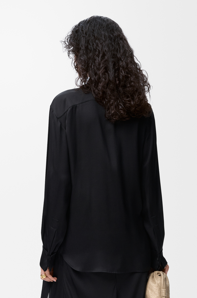 LOEWE Drapiertes Hemd aus Seide Schwarz