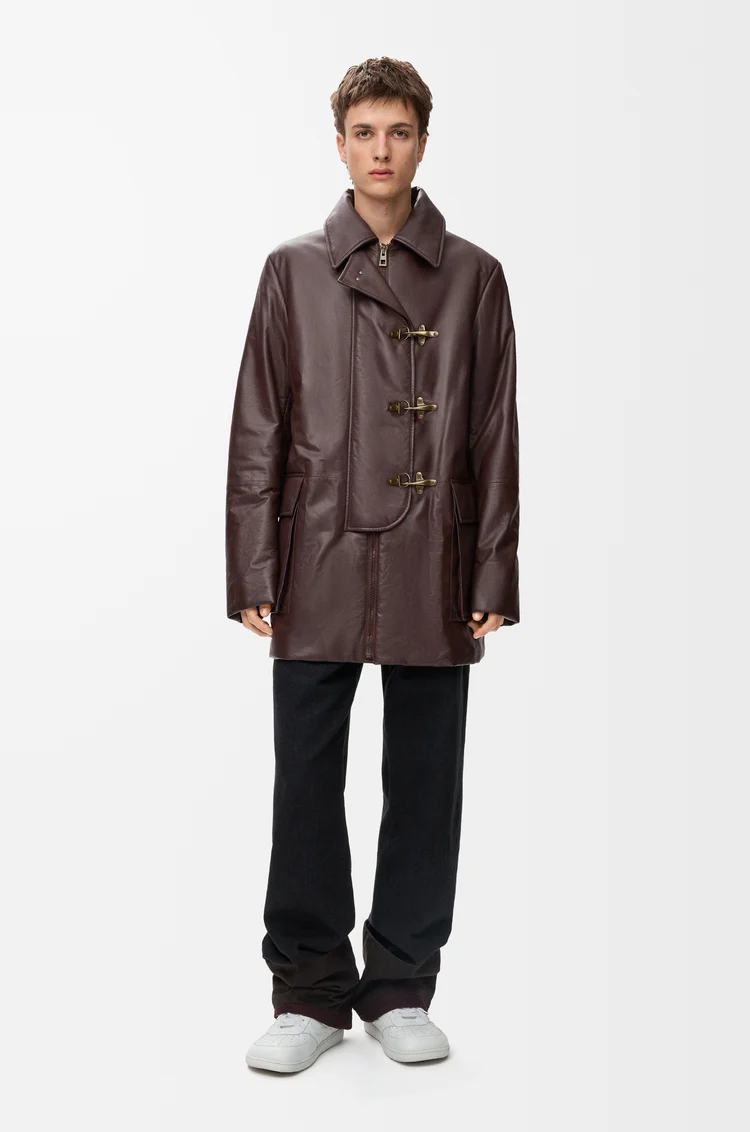 LOEWE Coat in nappa lambskin Chocolate Brown