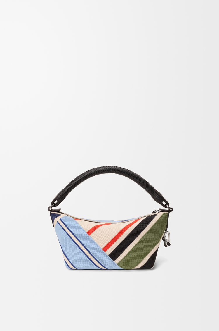 LOEWE Cala mini bag in embroidered canvas and calfskin Ecru/Multicolor