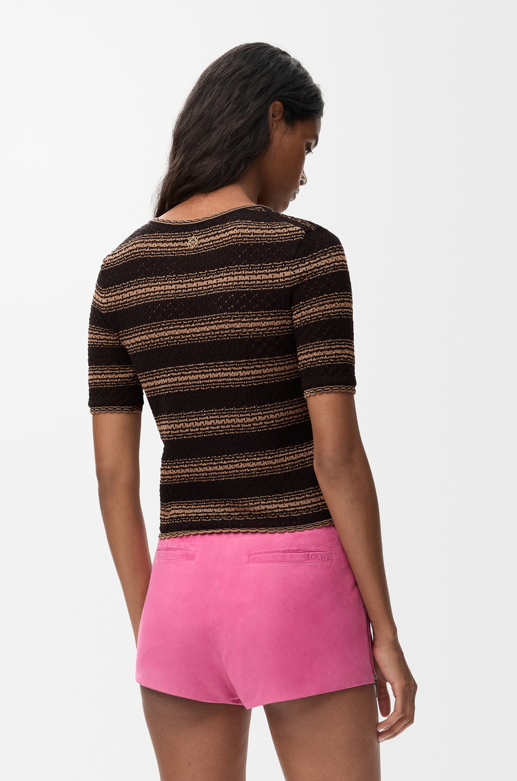 LOEWE Jersey de manga corta en mezcla de algodón Negro/Beige