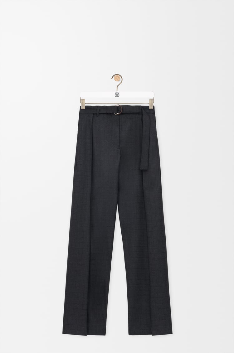 LOEWE Pantalón con cinturón en lana Gris Oscuro