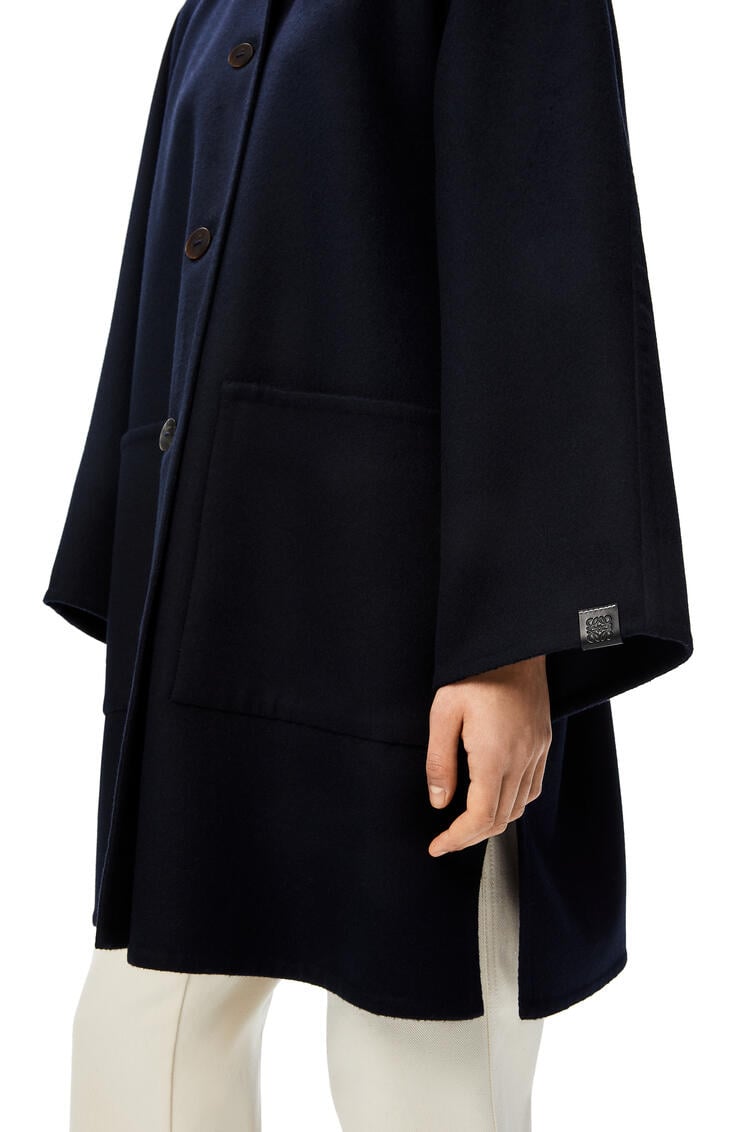 LOEWE Abrigo en lana y cashmere con capucha Marino Oscuro