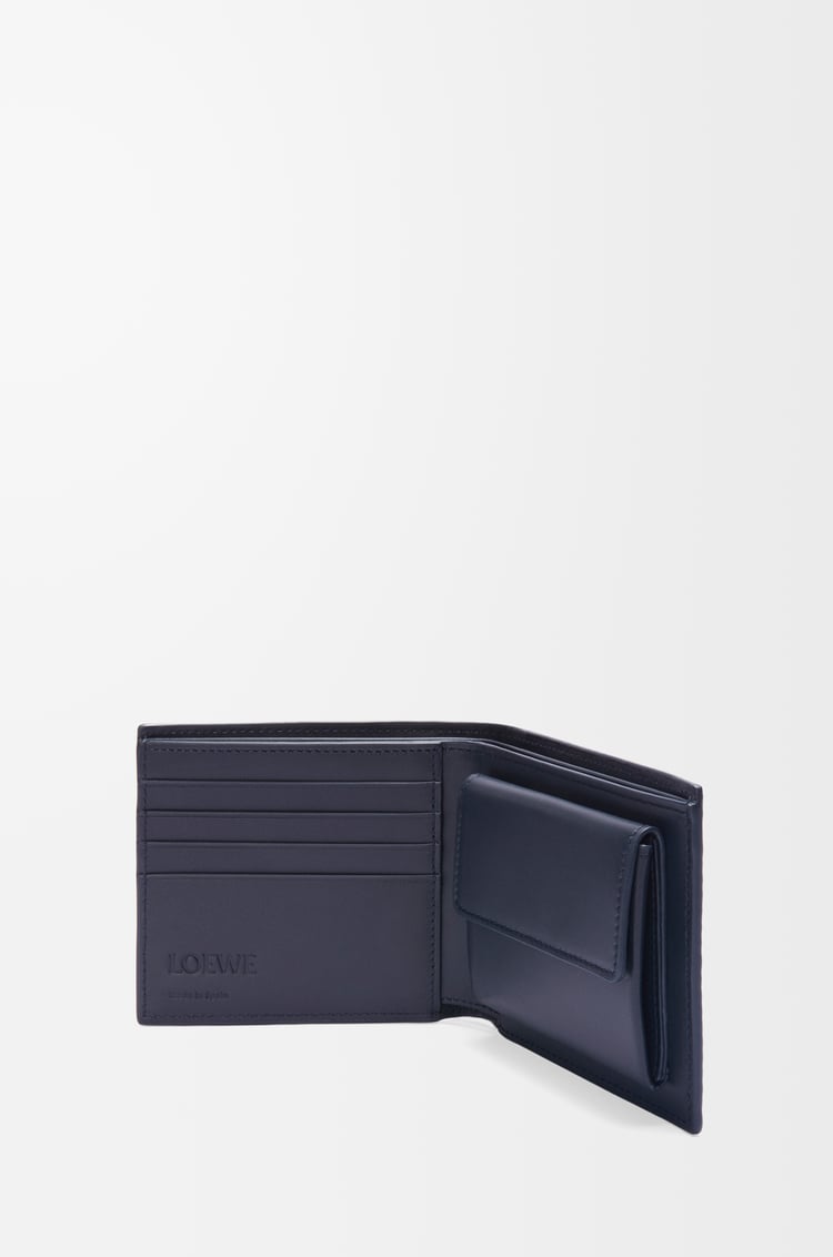 LOEWE Bifold coin wallet in textured classic calfskin Deep Navy