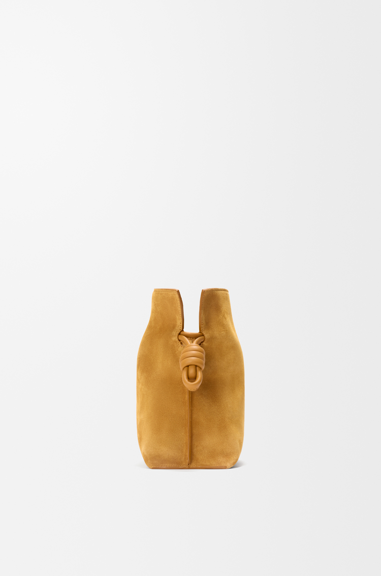 LOEWE Medium Flamenco clutch in suede Ochre