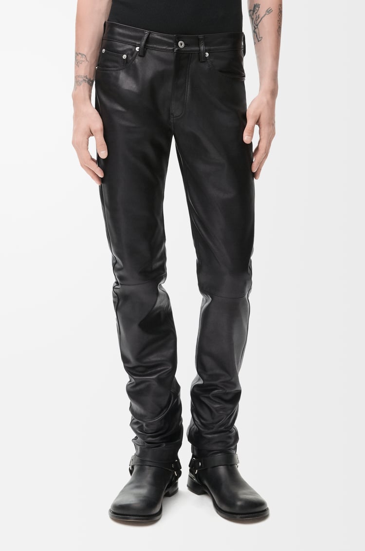 LOEWE Straight leg trousers in nappa calfskin Black