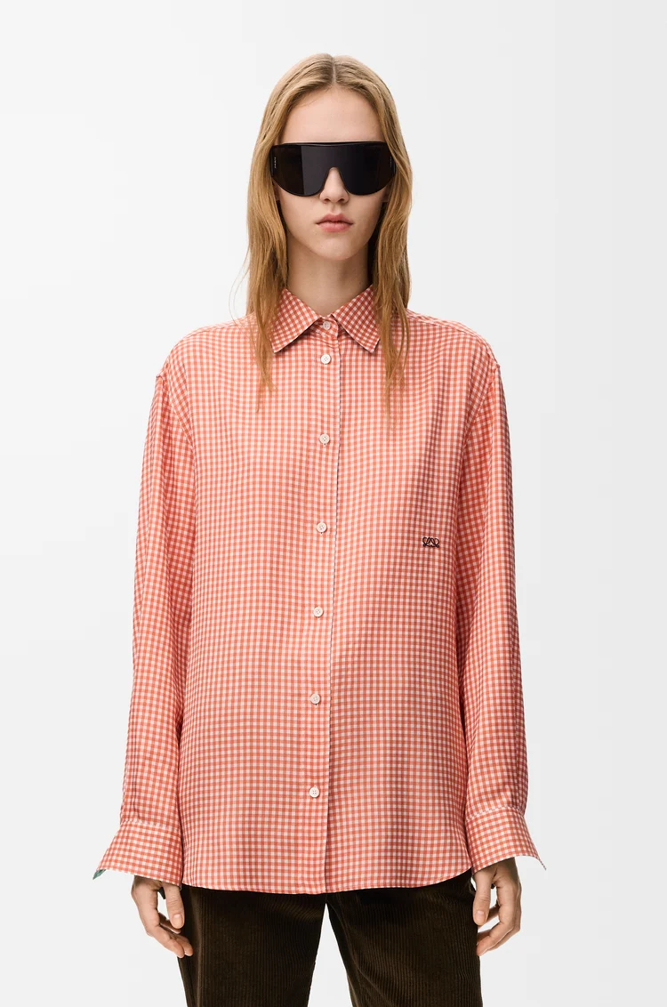 LOEWE Camisa en seda Naranja/Blanco