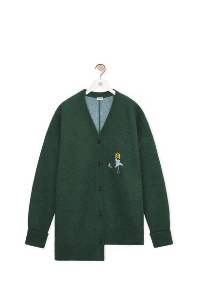 LOEWE Asymmetric cardigan in mohair and wool Dark Green