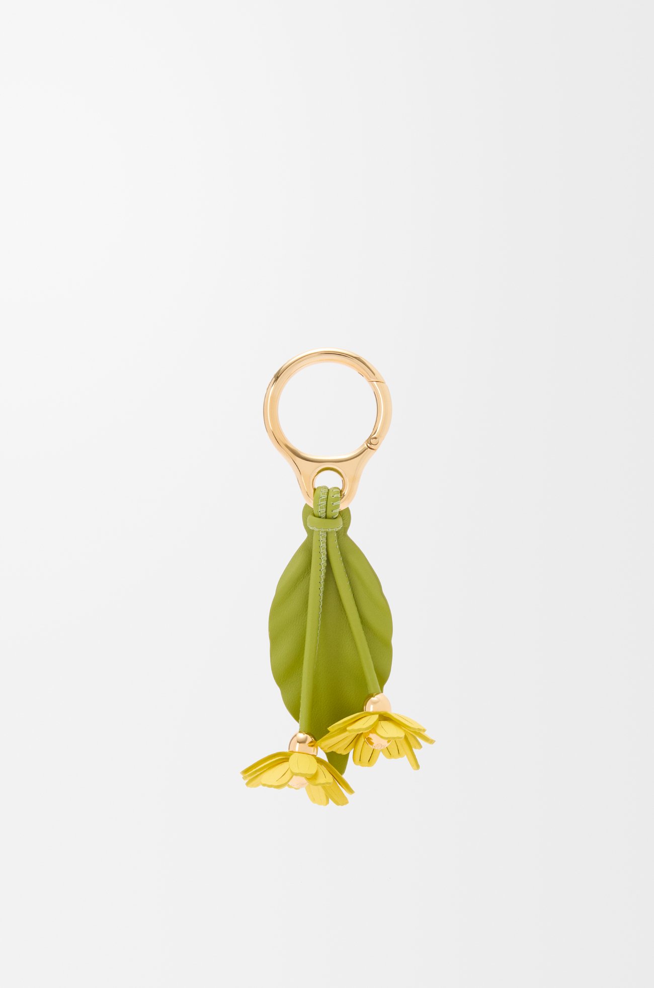 LOEWE 經典小牛皮洋甘菊花朵掛飾 黃色/綠色