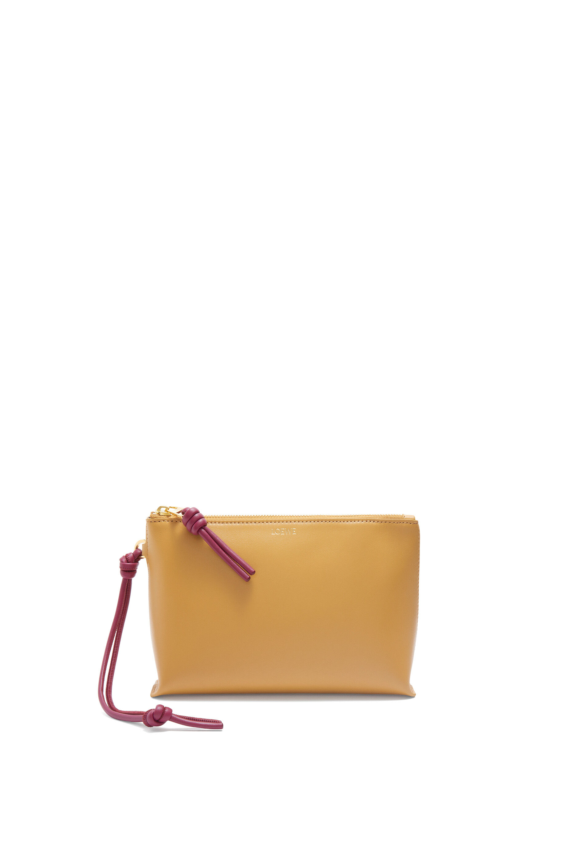 Knot T pouch in shiny nappa calfskin Sahara Crimson LOEWE