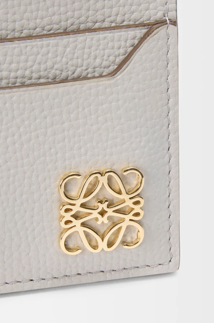 LOEWE Anagram plain cardholder in pebble grained calfskin Light Ghost Grey