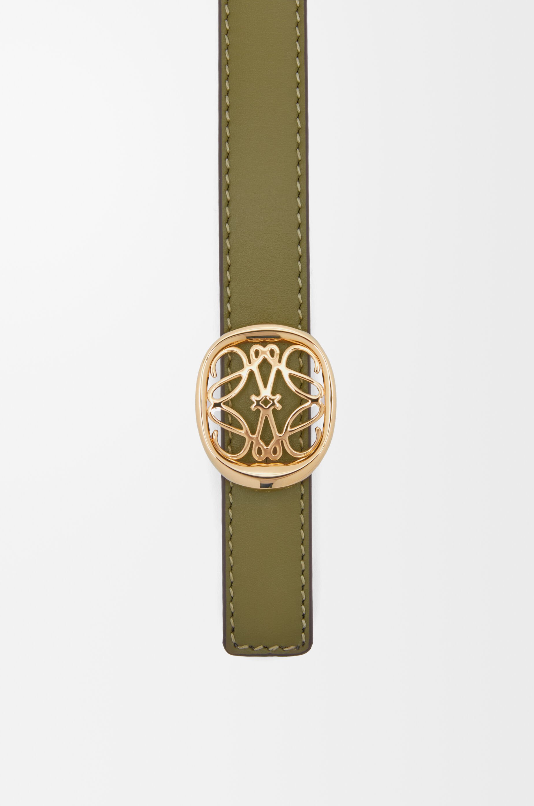 Reversible Anagram Ellipse belt in smooth calfskin Green - LOEWE