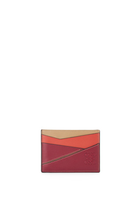 LOEWE Puzzle plain cardholder in classic calfskin Deep Red/Dune plp_rd