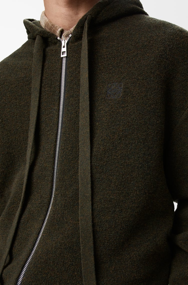 LOEWE Anagram zip-up hoodie in wool Khaki Green