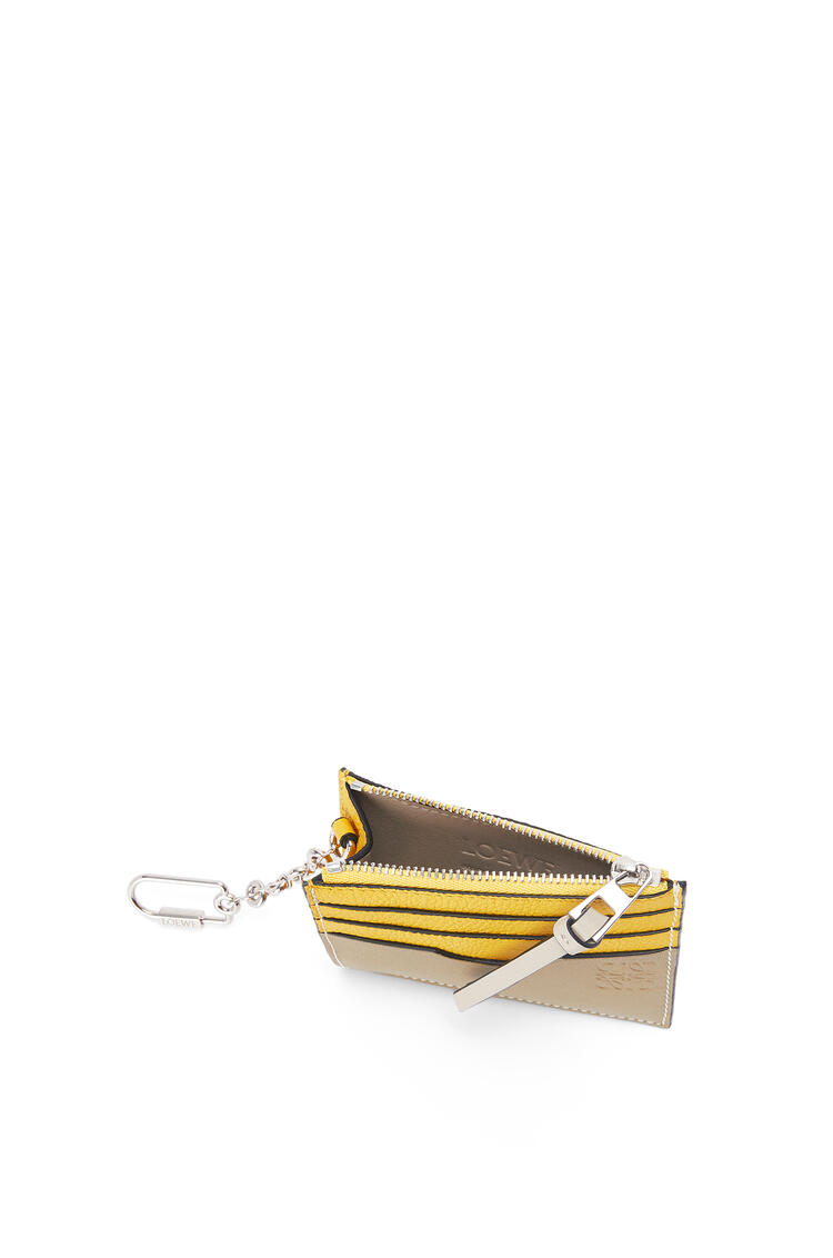 LOEWE Square cardholder in soft grained calfskin with chain Yellow/Clay Green
