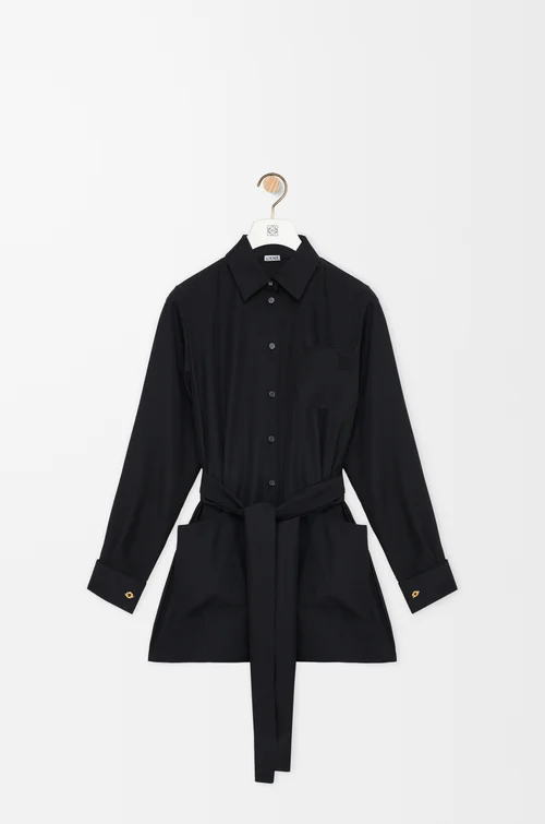 LOEWE Belted blouse in silk Black