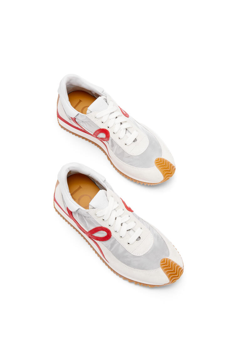LOEWE Flow runner in technical mesh and suede Silver/White/Red
