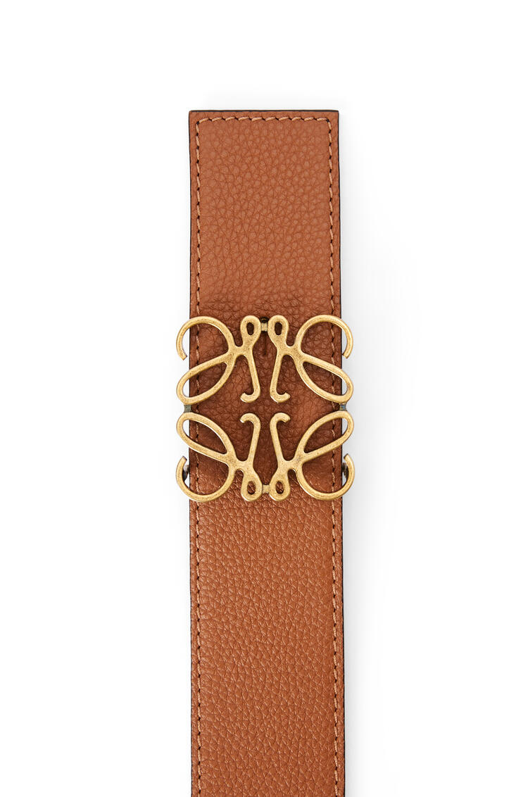 LOEWE Cinturón en piel de ternera graneada con anagrama y acabado de latón Bronceado/Negro/Oro Viejo