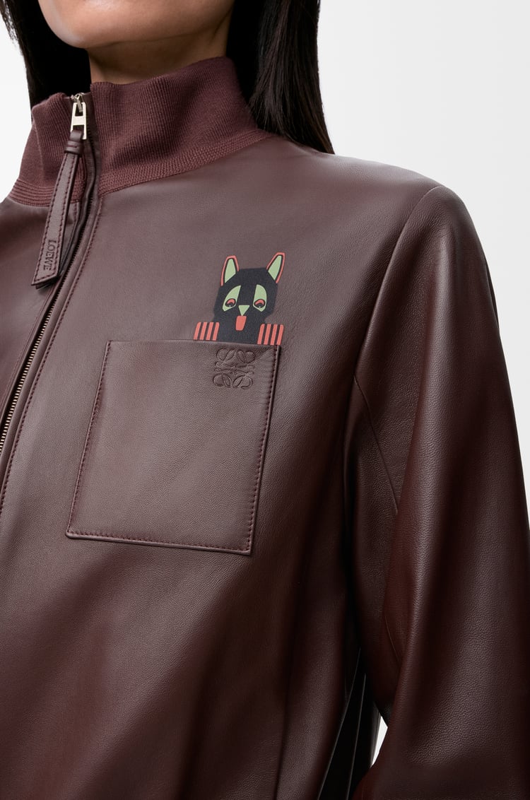 LOEWE Chaqueta cropped en piel napa de cordero Marrón