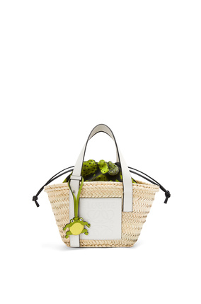 LOEWE Small Basket bag in palm leaf and calfskin Natural/White