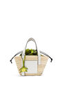 LOEWE Small Basket bag in palm leaf and calfskin Natural/White pdp_rd