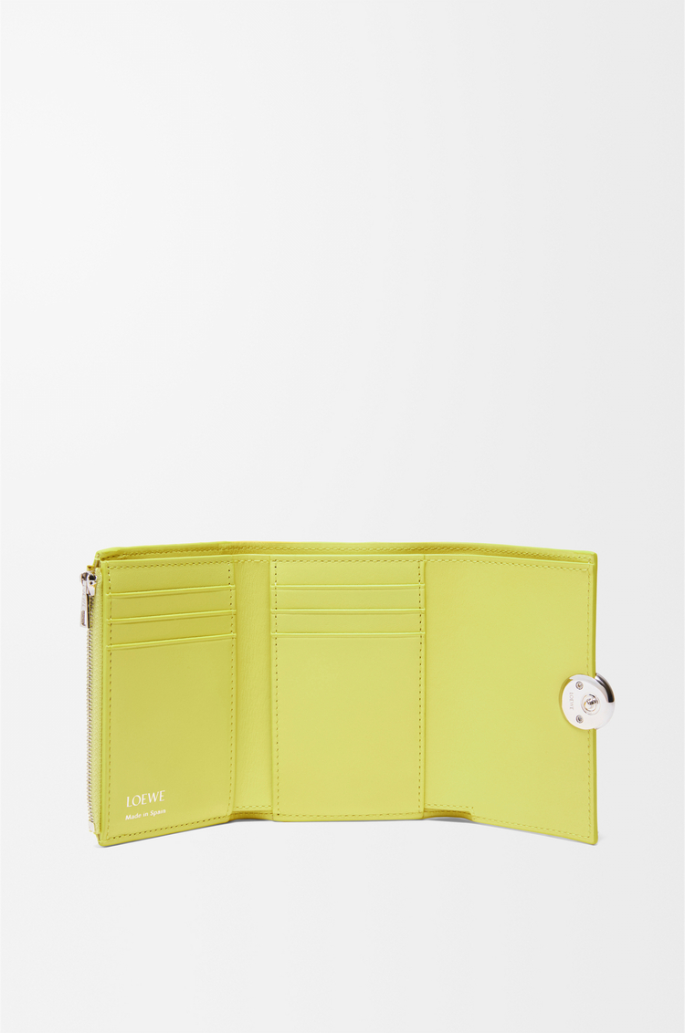 LOEWE Pebble small vertical wallet in shiny nappa calfskin Light Citrine