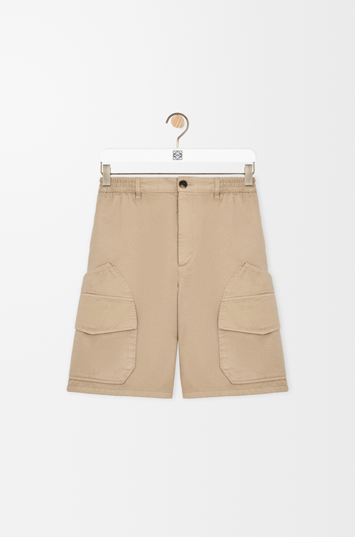LOEWE Pantalón corto cargo en algodón Arena