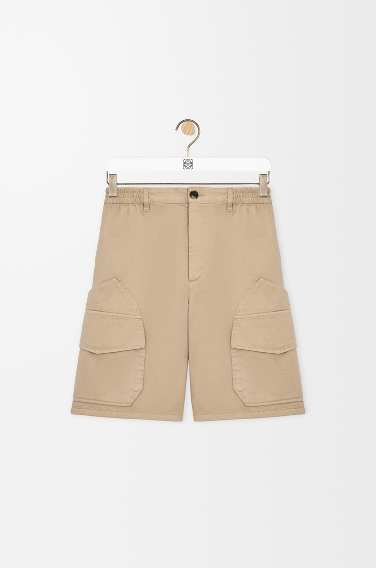 LOEWE Pantalón corto cargo en algodón Arena