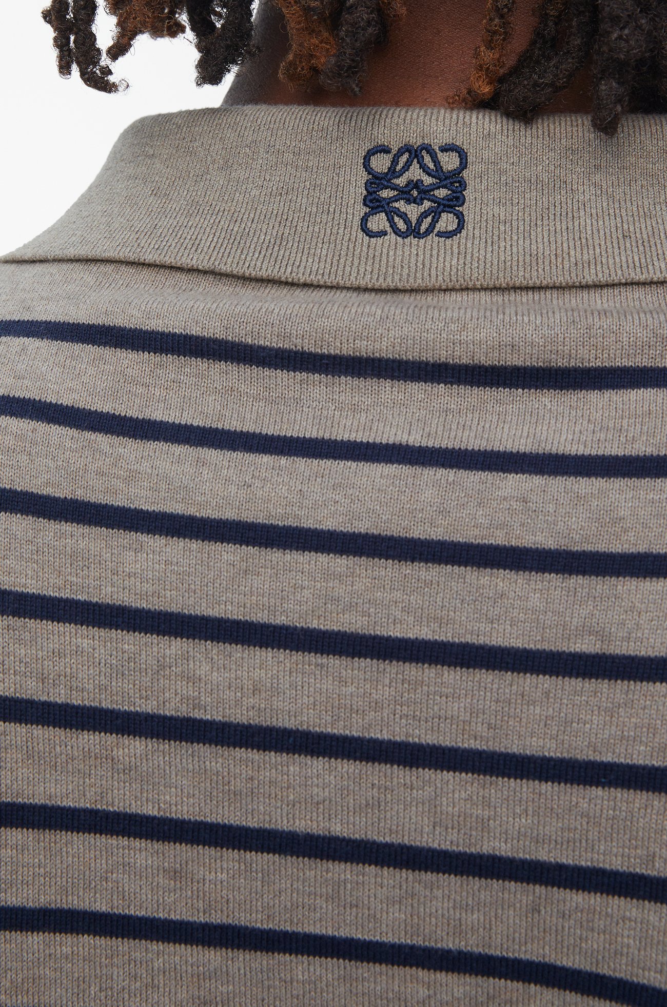 LOEWE Polo sweater in cotton Grey/Navy Blue