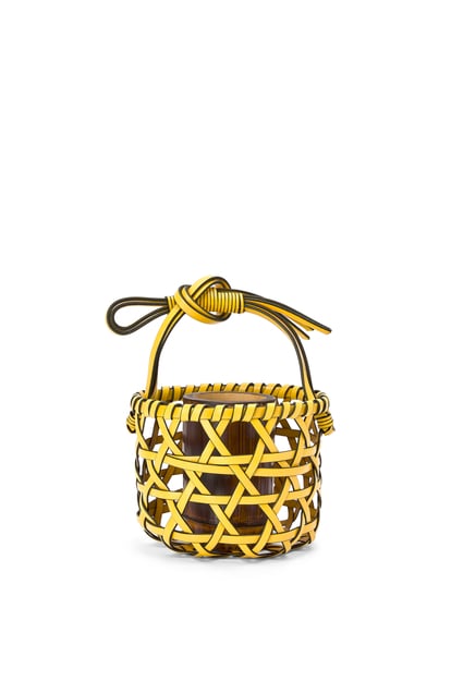 LOEWE Knot vase in calfskin and bamboo 黃色 plp_rd