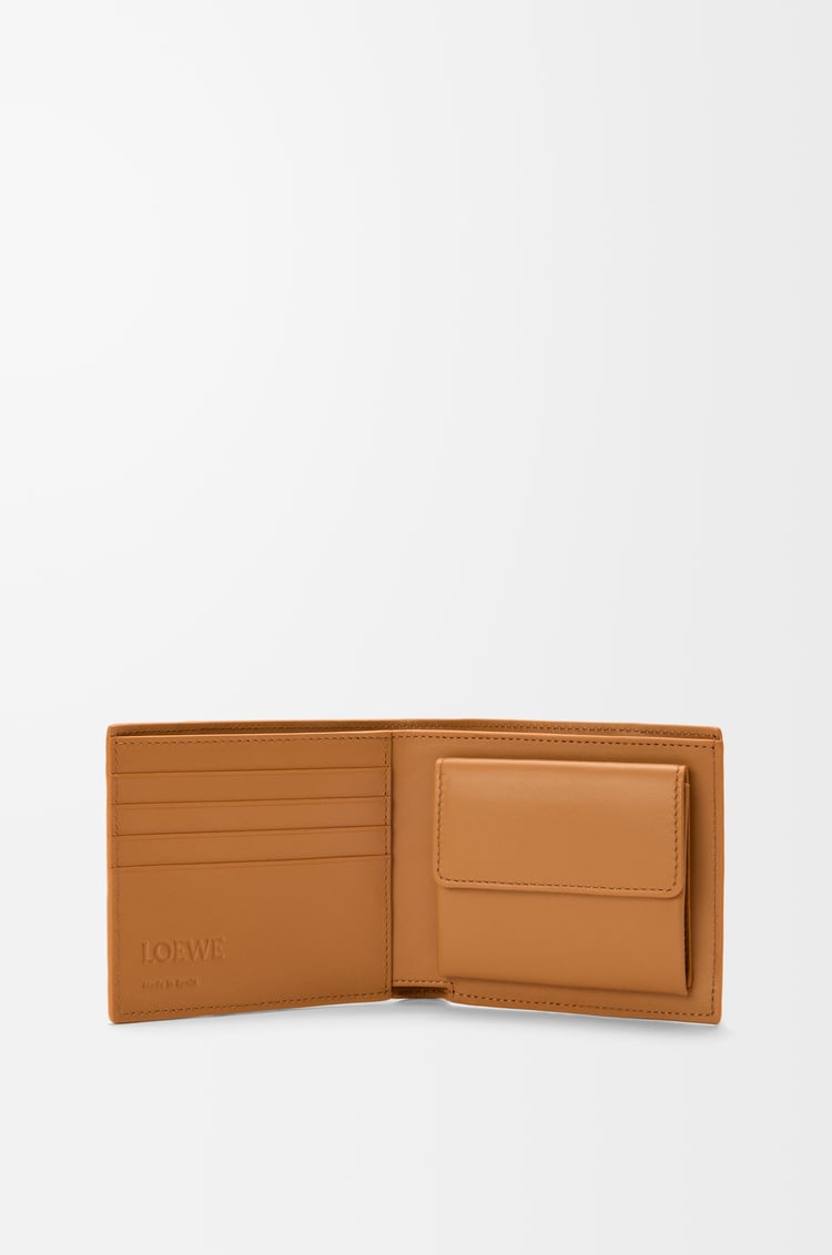 LOEWE 柔軟粒面小牛皮 Puzzle 雙摺硬幣錢包 淺峽谷棕色