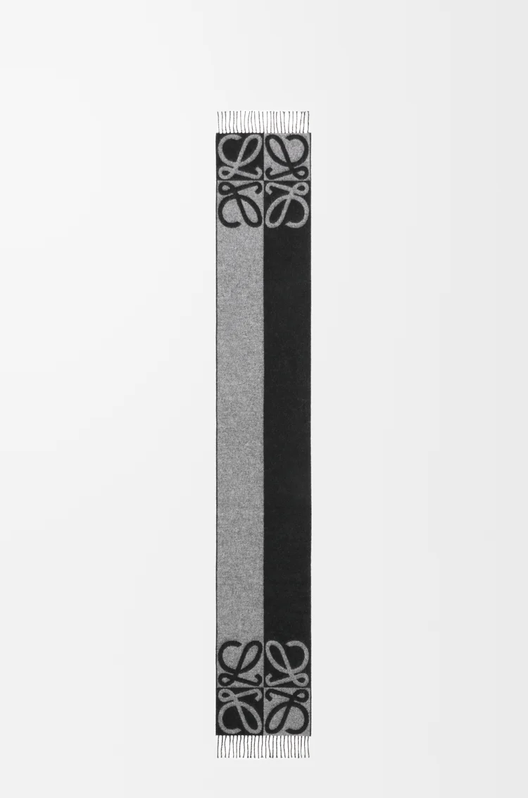 LOEWE Scarf in wool and cashmere Black/Grey