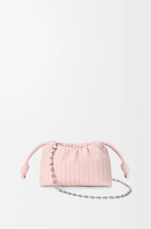 LOEWE Mini Flamenco Pleats purse en cuir d'agneau nappa Rose Cristal