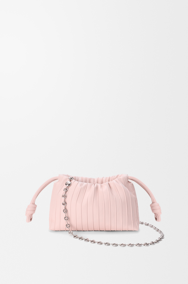 LOEWE Mini Flamenco Pleats Tasche aus Nappa-Lammleder Kristallrosa