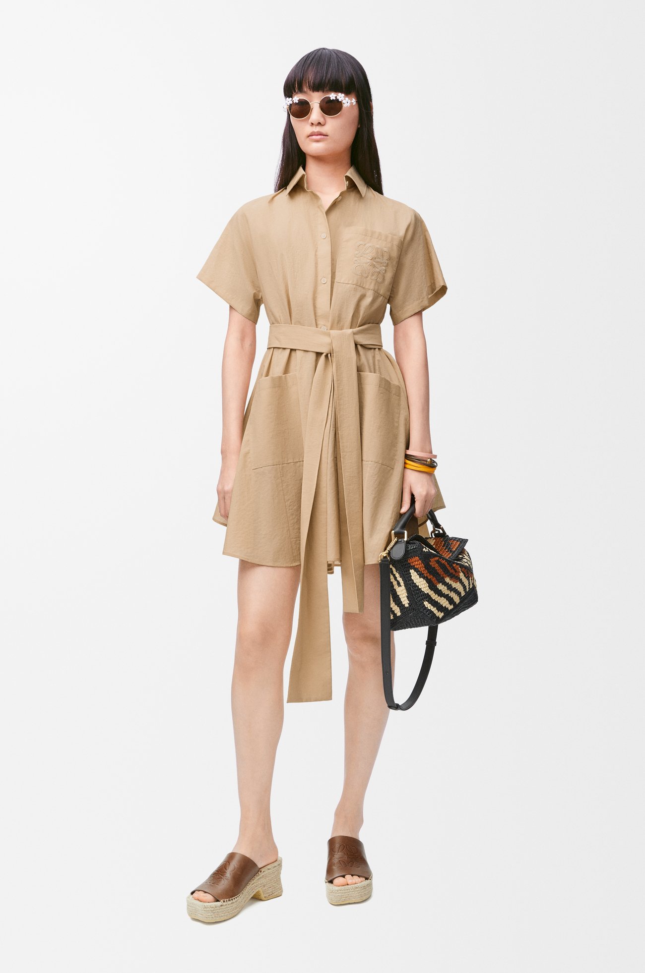 LOEWE Shirt dress in cotton blend Light Beige