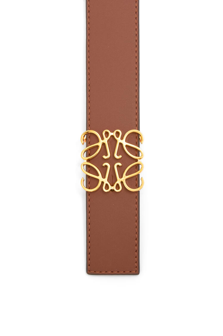 LOEWE Cinturón en piel de ternera lisa con anagrama y acabado de latón Habana/Naranja Neon/Oro