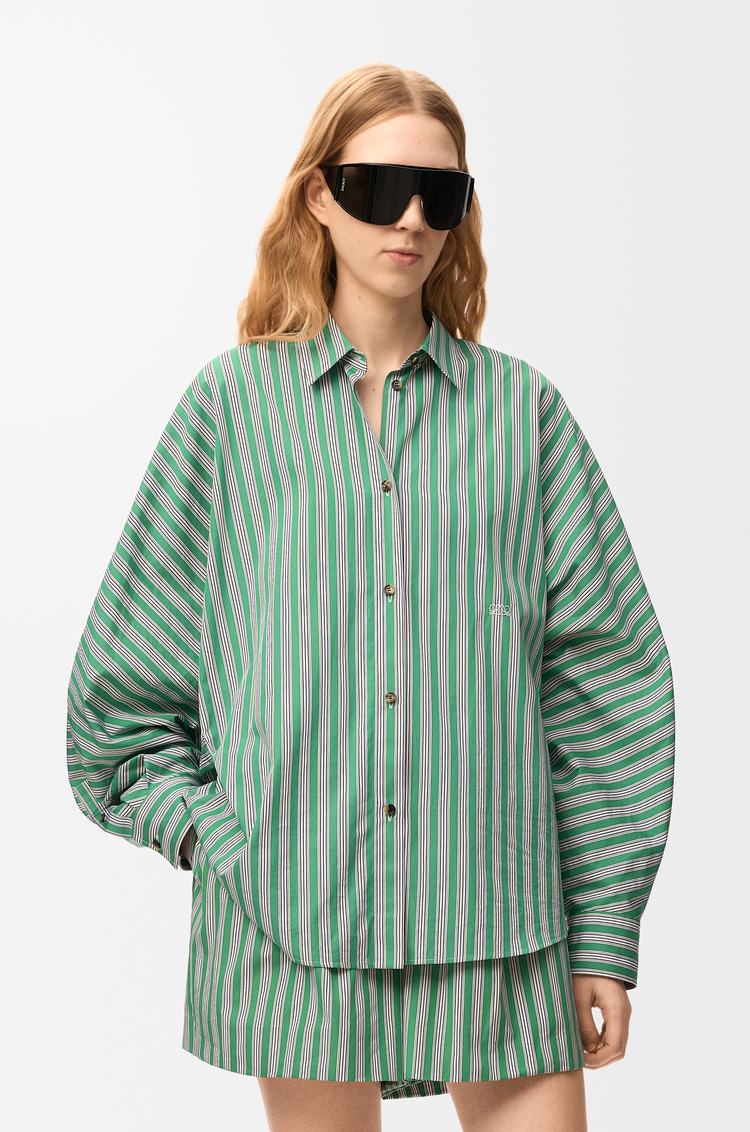LOEWE Camisa en algodón Verde/Blanco