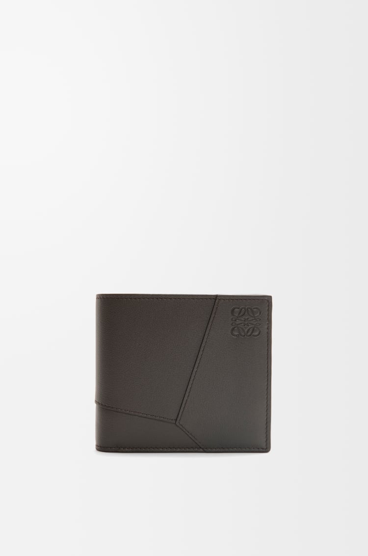 LOEWE Cartera con dos pliegues y monedero Puzzle en piel de ternera Gris Oscuro