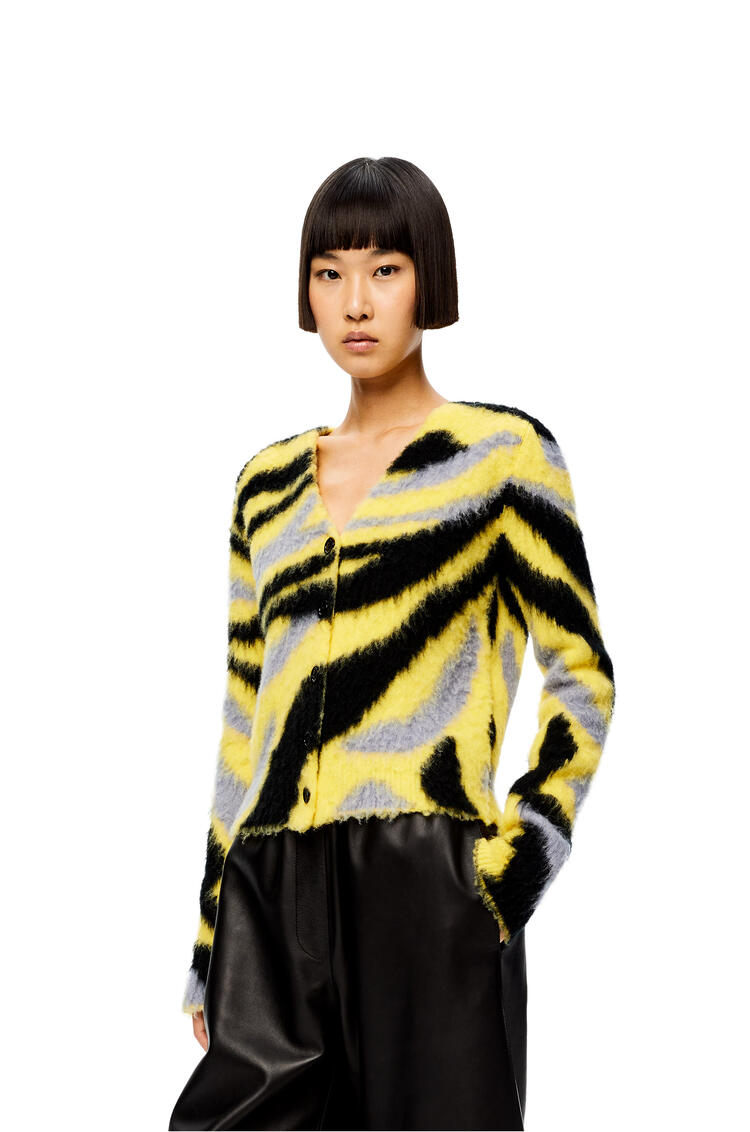 LOEWE Graphic intarsia cardigan in wool and mohair Yellow/Black pdp_rd