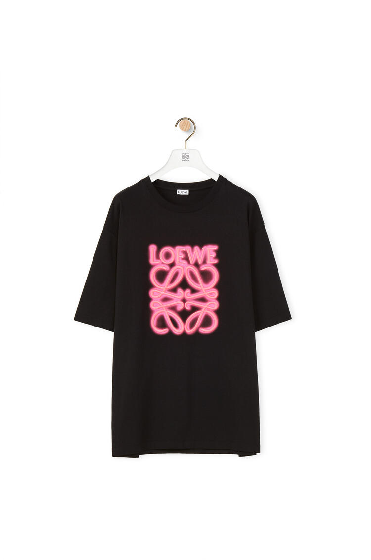 LOEWE LOEWE neon T-shirt in cotton Black/Fluo Pink pdp_rd