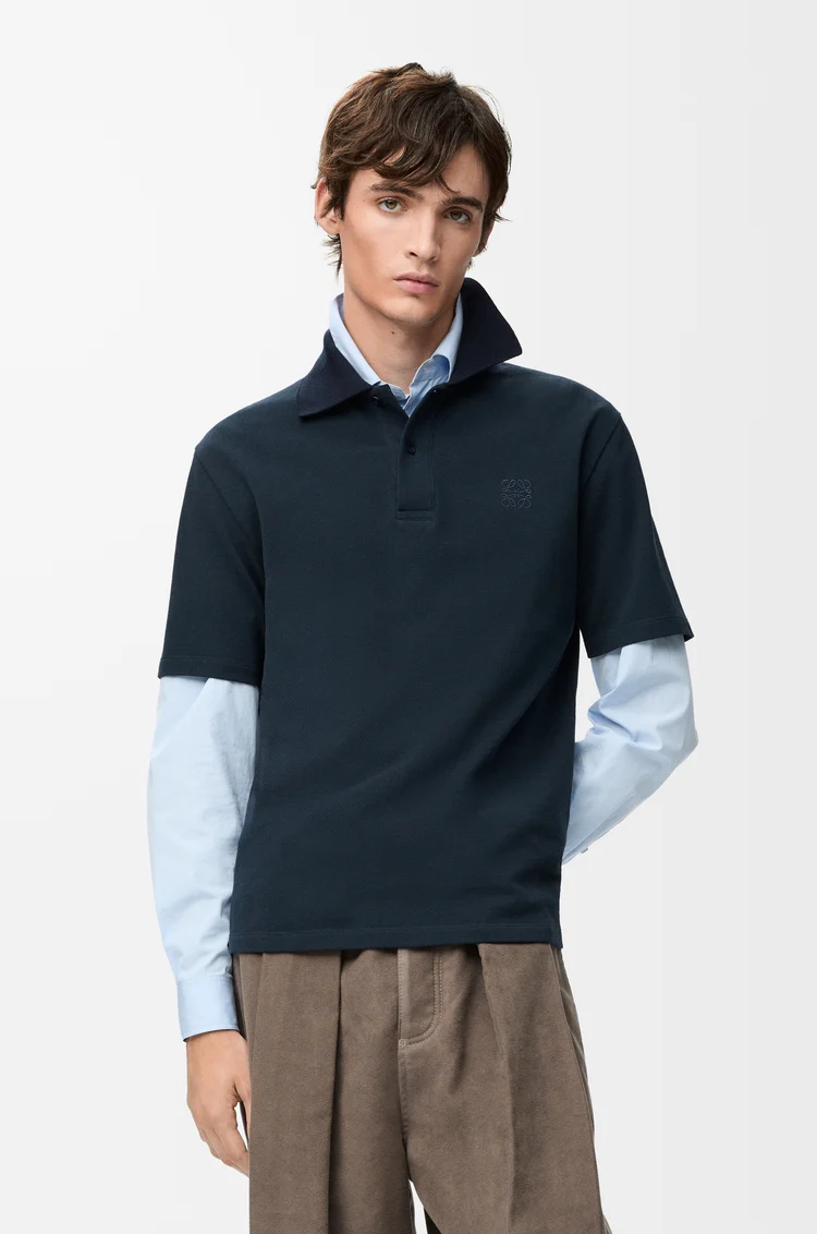 LOEWE Polo in cotton Navy Blue