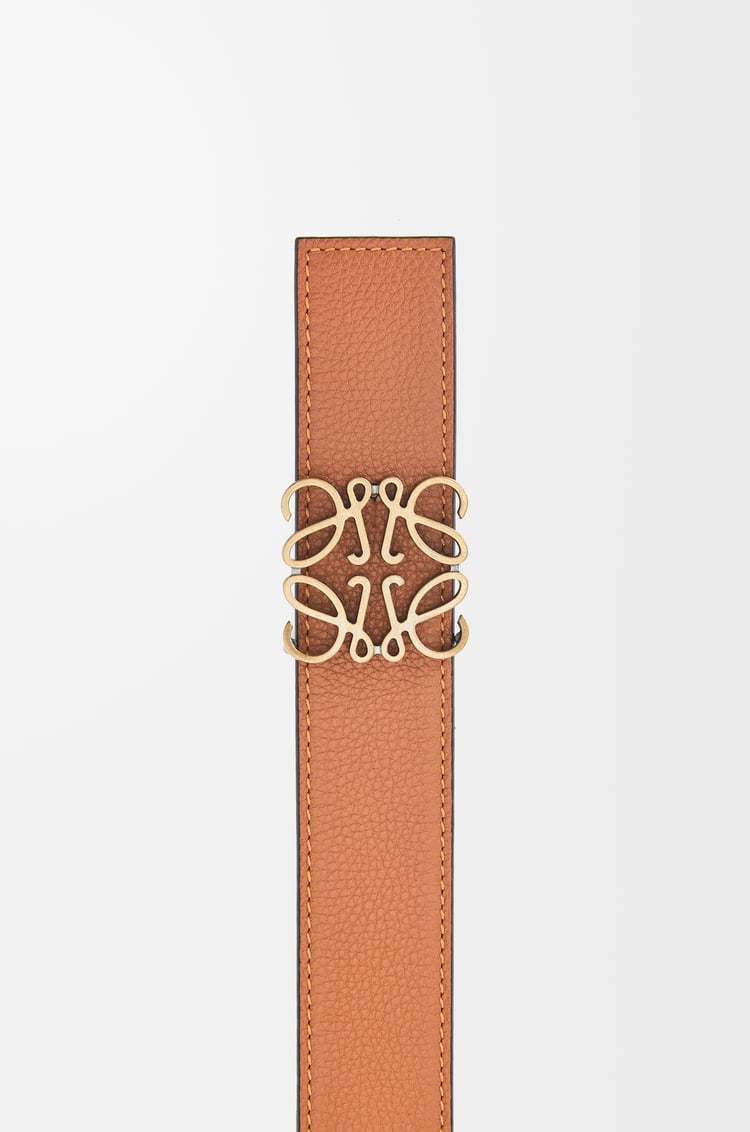 LOEWE Cinturón Anagram reversible en suave piel de ternera graneada Bronceado/Negro/Oro Viejo