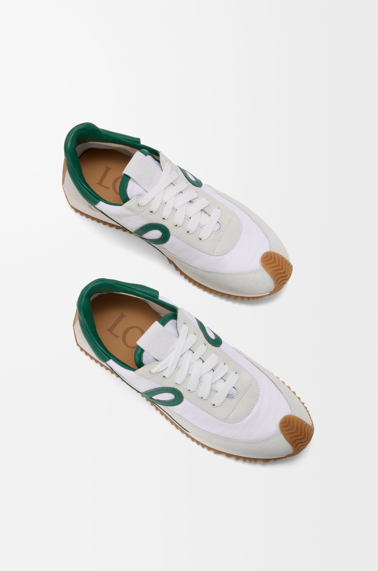LOEWE フローランナー 2.0（ナイロン&スエード） White/Dark Green