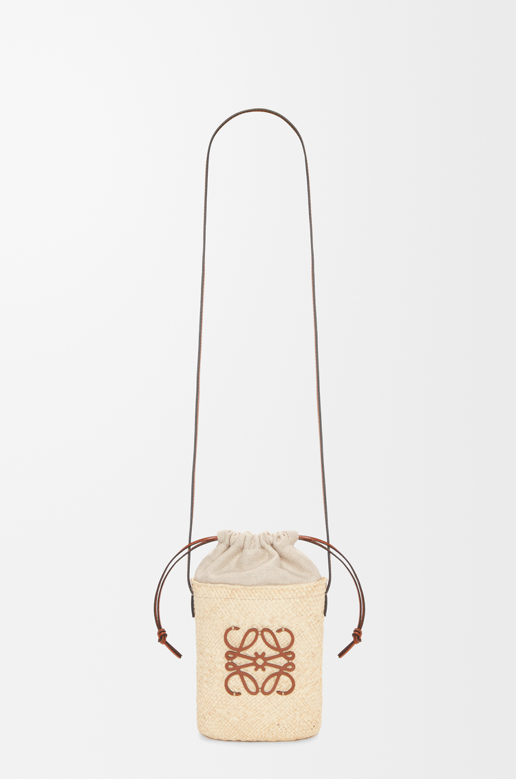 LOEWE Square pocket in iraca palm and calfskin Natural/Tan