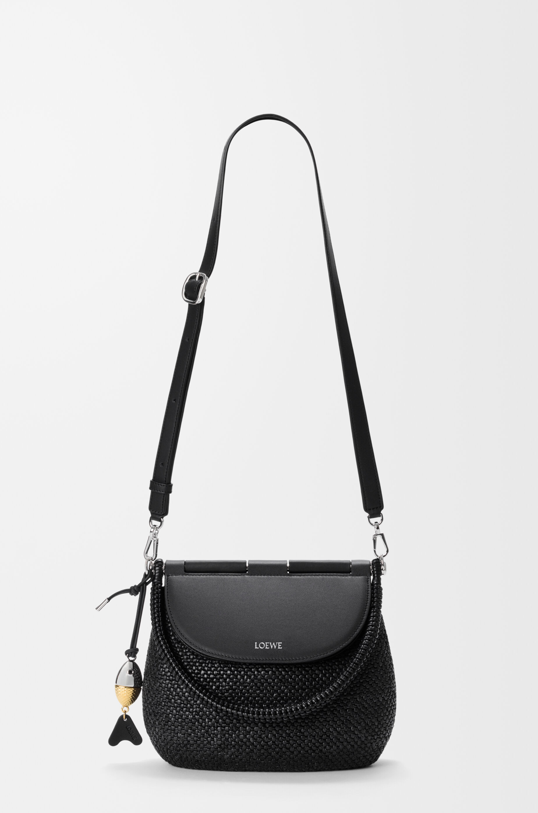 有能女子必須✨【LOEWE】ロエベ　シースルータンクトップビスコースブラックS ペスカドールバッグ ミディアム（ラフィア&カーフ） ブラック - ロエベ