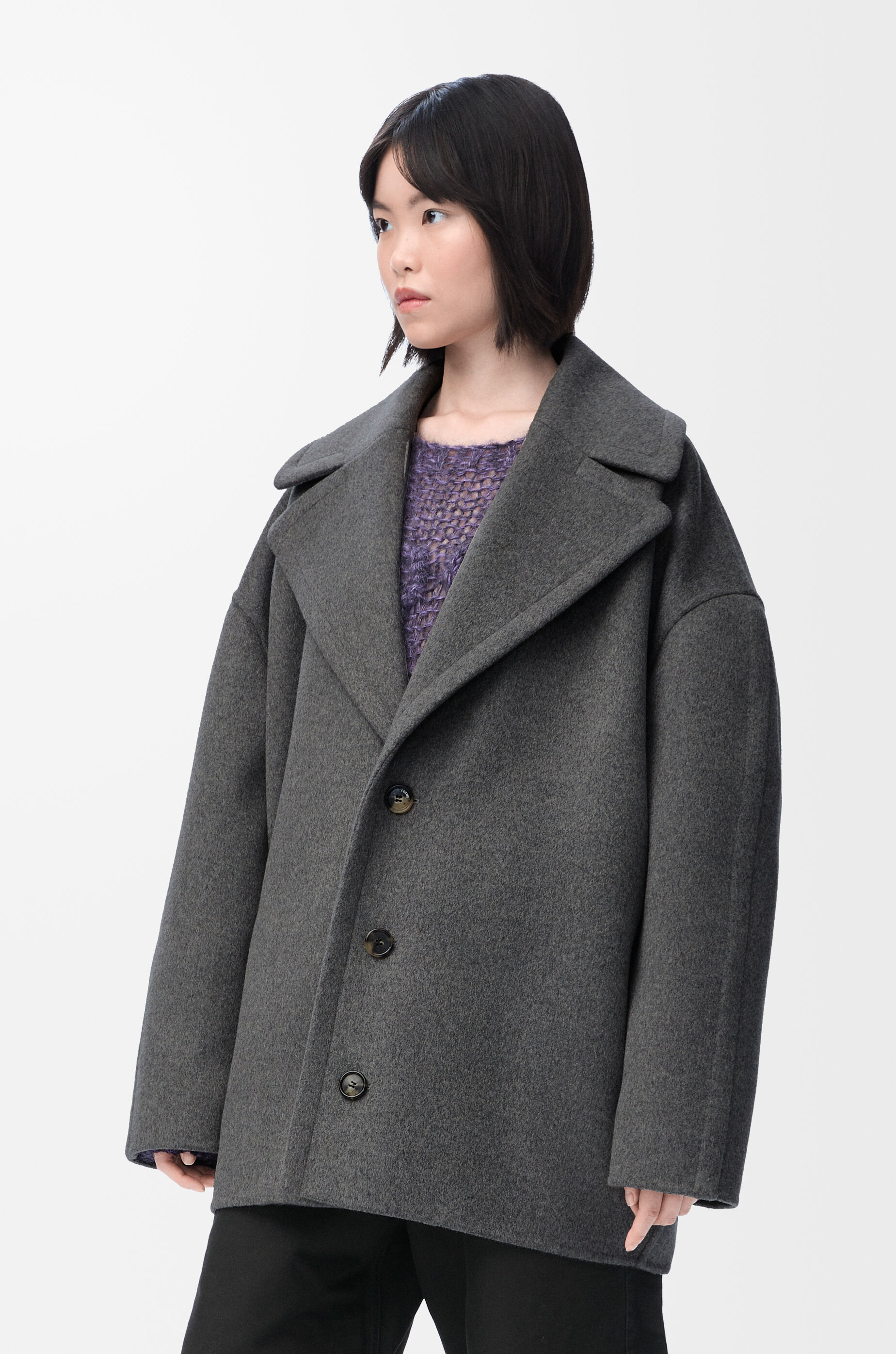 Short coat in wool Grey - LOEWE