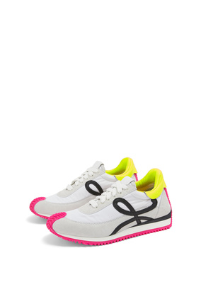 LOEWE Flow runner in nylon and suede Soft White/Neon Yellow plp_rd