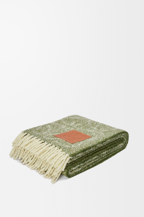 LOEWE Blanket in wool and alpaca  Green/Khaki Green